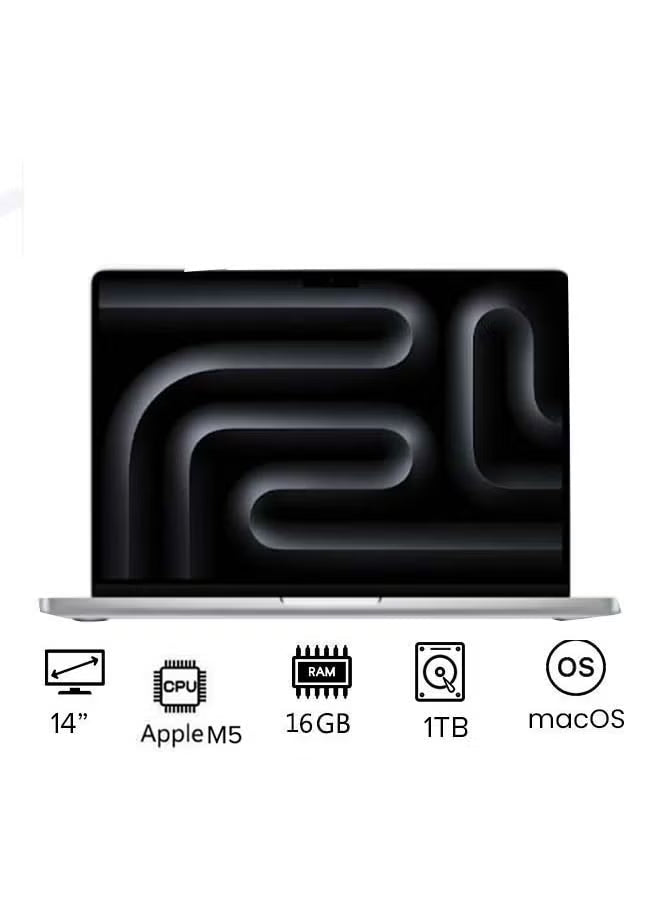 Apple MacBook Pro MDE54 14-Inch Laptop, M5 10-Core CPU & 10-Core GPU, 16GB RAM, 1TB SSD – Silver