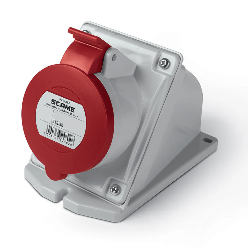 Scame Wall Socket 3P+E, Angled 32A 415VAC