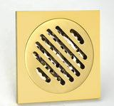 15×15 cm Square Floor Drain with 4-Inch Outlet – Gold Finish