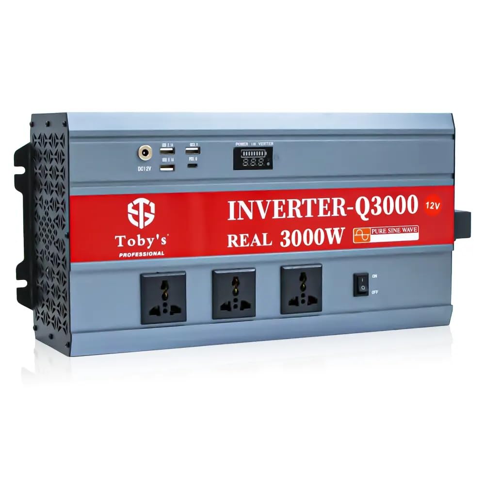Toby’s Q3000 3000W Car Power Inverter 12V to 220V Pure Sine Wave AC Converter
