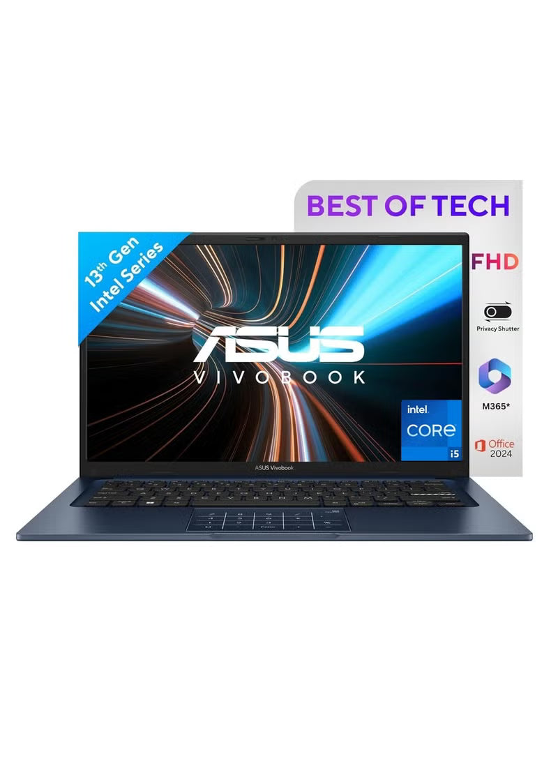 ASUS Vivobook 14 Laptop – Core i5-1334U 13th Gen, 16GB DDR4, 512GB SSD, Iris Xe Graphics, 14-Inch FHD, Windows 11 Home, Office 2024, Quiet Blue