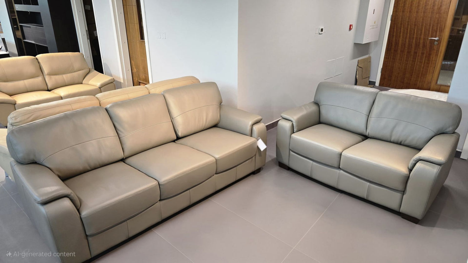 Full Leather Sofa Set