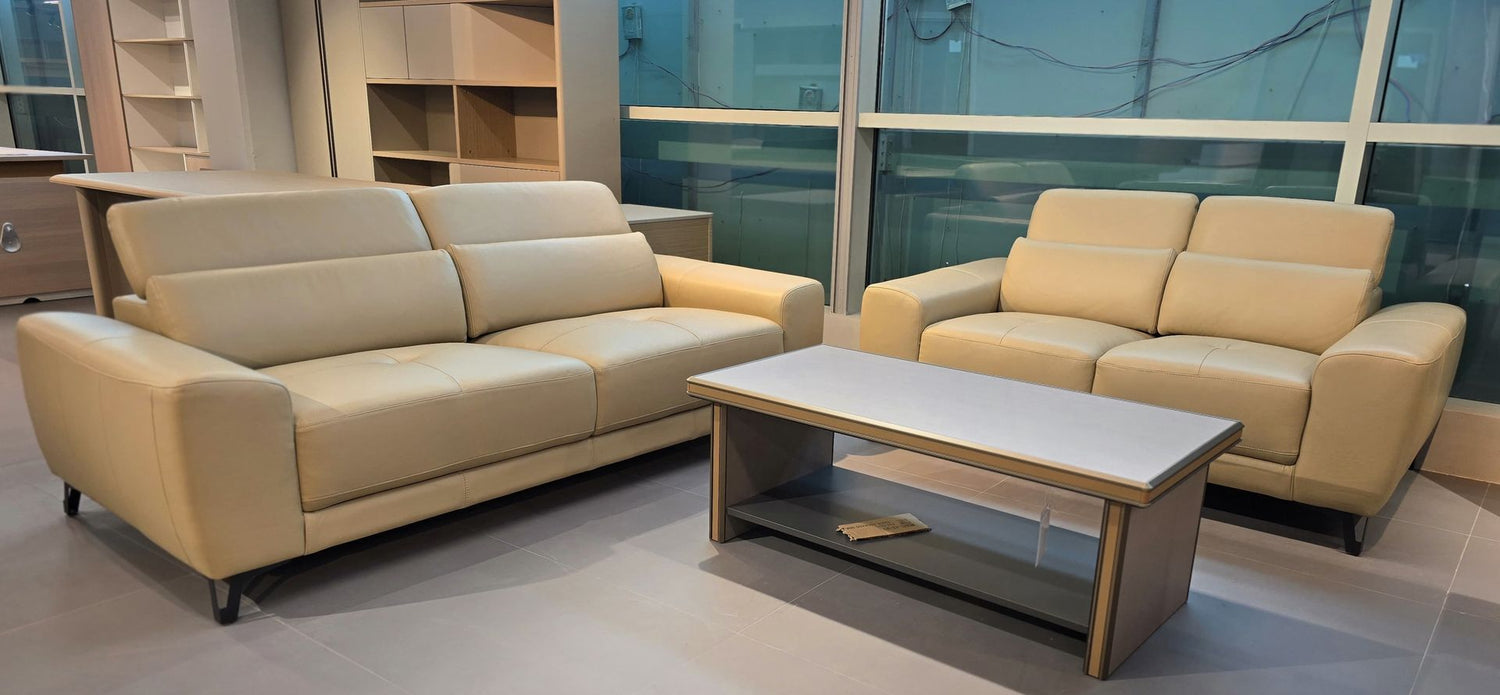Full Leather Sofa Set(Sand)