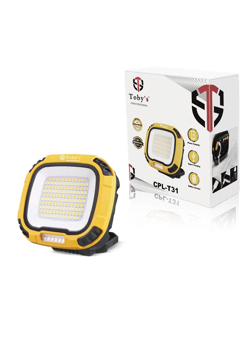 Toby’s CPL-T31 LED Floodlight with 4000mAh Rechargeable Battery, Multi-Color Light & SOS Mode