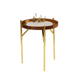 طاولة جانبية خشبية ذهبية اللون من كينزا