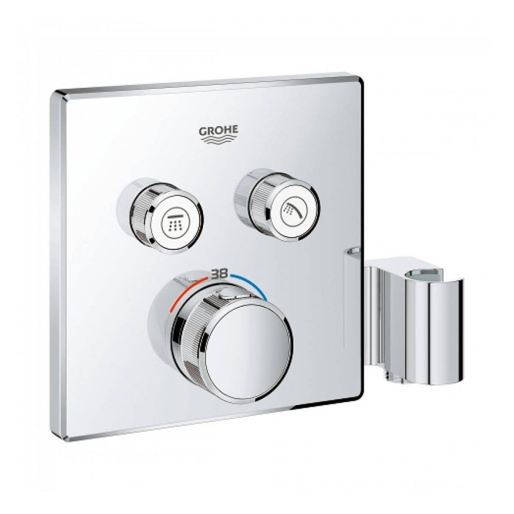 Grohe Grohtherm SmartControl Thermostatic Square Trim for Two Outlets with Integrated Hand Shower Holder
