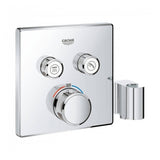 Grohe Grohtherm SmartControl Thermostatic Square Trim for Two Outlets with Integrated Hand Shower Holder