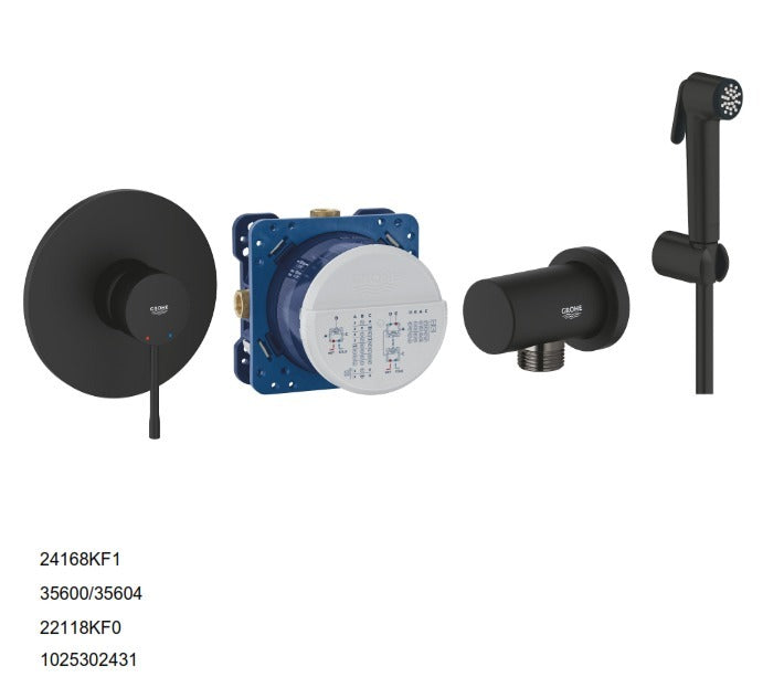 GROHE Essence Concealed Shower System with SmartBox, Tempesta Trigger Spray & Rainshower Outlet Elbow