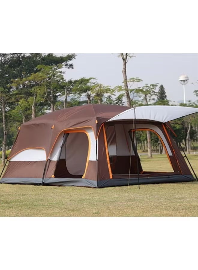 Toby’s New 8–12 Person Double Layer Outdoor Camping Tent – 430 × 305 × 200 cm Big Brown Tent