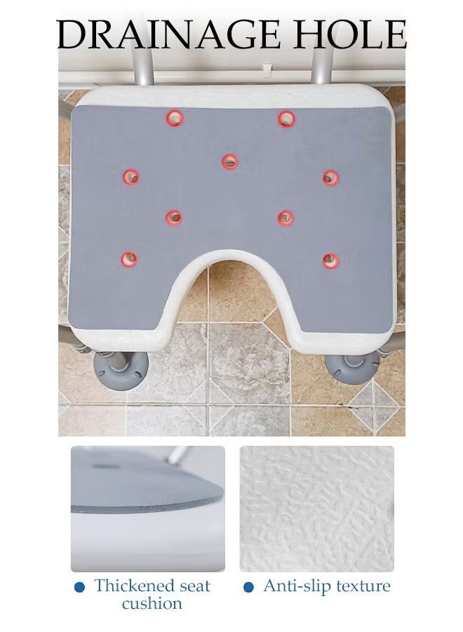Shower Chair Stool with Padded Armrests and Back