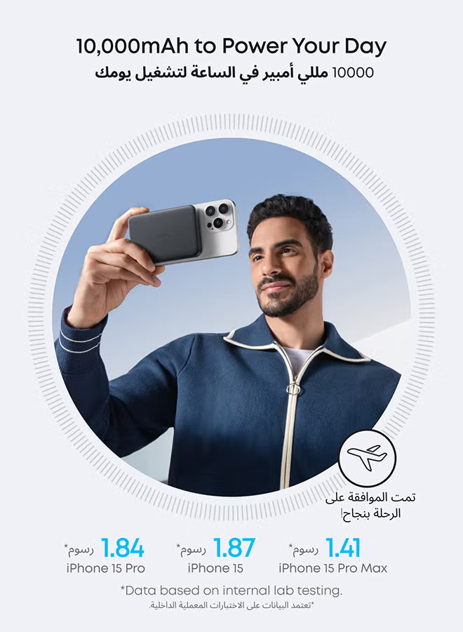 MagGo Power Bank, Ultra-Slim 10,000mAh Magnetic Portable Charger, Qi2 Certified 15W Ultra-Fast MagSafe-Compatible Battery Pack, PD 30W, Ergonomic Design, For iPhone 17/16/15/14 Series Only