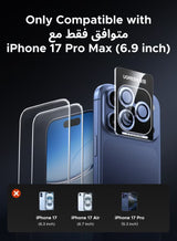 2P Screen Protector and 1P Camera Lens Protector Combo for iPhone 17 Pro Max Ultra HD Clear Scratch Resistant, Military-Grade Protection, Easy Installation, Anti-Fingerprint, Bubble Free Glass Film -