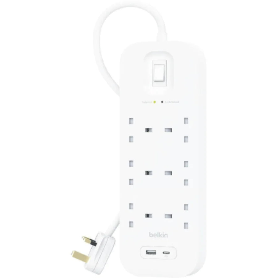 BELKIN  6-Outlet Surge Protector 18W, Usb-A & Usb-C Ports, 2M Cord