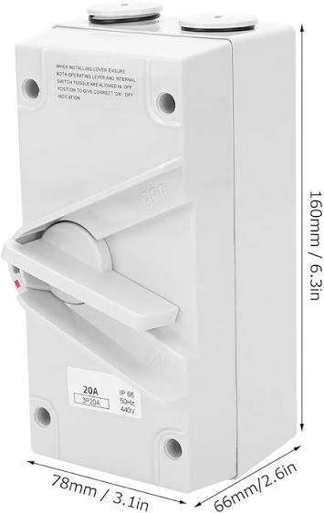 R137 V.MAX Isolator Switch Socket V-HWD2003 UKW2-20A Weatherproof Electrical Isolator