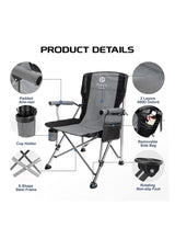 Toby’s Camping Chair-08 Grey Heavy-Duty Folding Chair 330 lbs