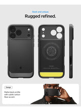 Rugged Armor MagFit iPhone 17 Pro MAX Case Cover with MagSafe and Carbon Fiber Textures (2025) - Matte Black