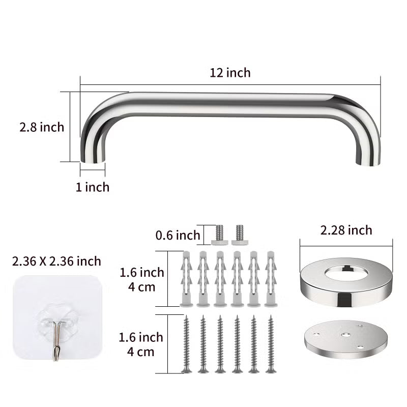 ZUEXT 12-Inch Stainless Steel Shower Grab Bar