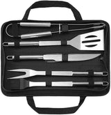 Stainless Steel BBQ Grill Tool Set 5-Piece with Oxford Carrying Bag