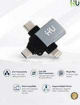 3-in-1 OTG HAC-1050 – USB 2.0 & USB 3.0 Fast Data Transmission Adapter