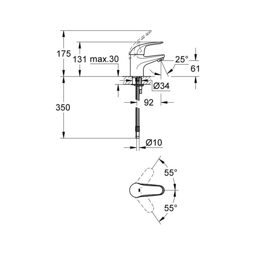 Grohe Euroeco Basin Mixer Tap – Chrome