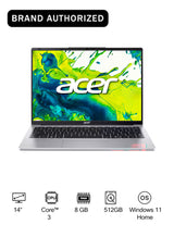 Acer Aspire Lite AL14 Laptop 14th Gen Intel Core 3-N355, 8GB RAM, 512GB SSD, 14" WUXGA IPS Display, Windows 11 Home – Silver