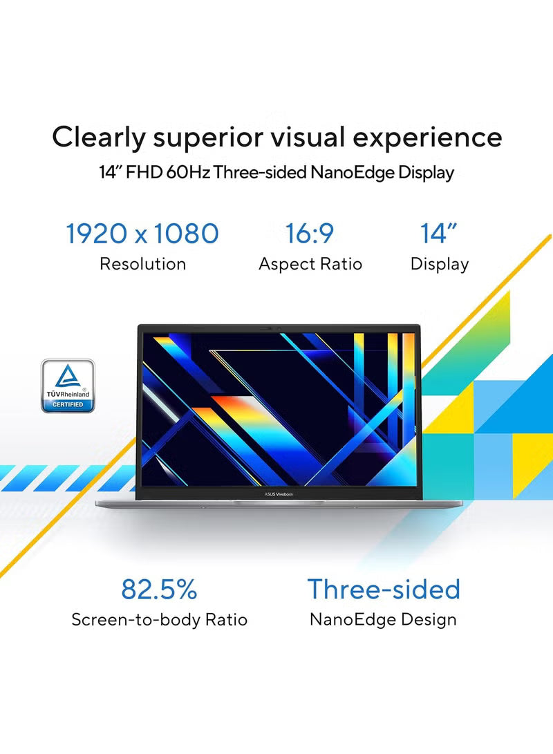 ASUS Vivobook 14 Laptop – Core i5-1334U 13th Gen, 12GB DDR4, 512GB SSD, Iris Xe Graphics, 14-Inch FHD, Windows 11 Home, Office 2024, Quiet Blue