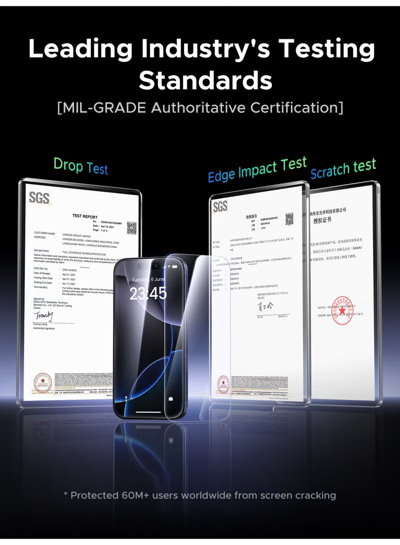 2-Pack for iPhone 17 Pro Screen Protector, 9H Hardness, Military-grade Shockproof, Ultra HD Clear Tempered-Glass with Easy Installation Tool, Anti-Fingerprint, Scratch Resistant, Case Friendly -