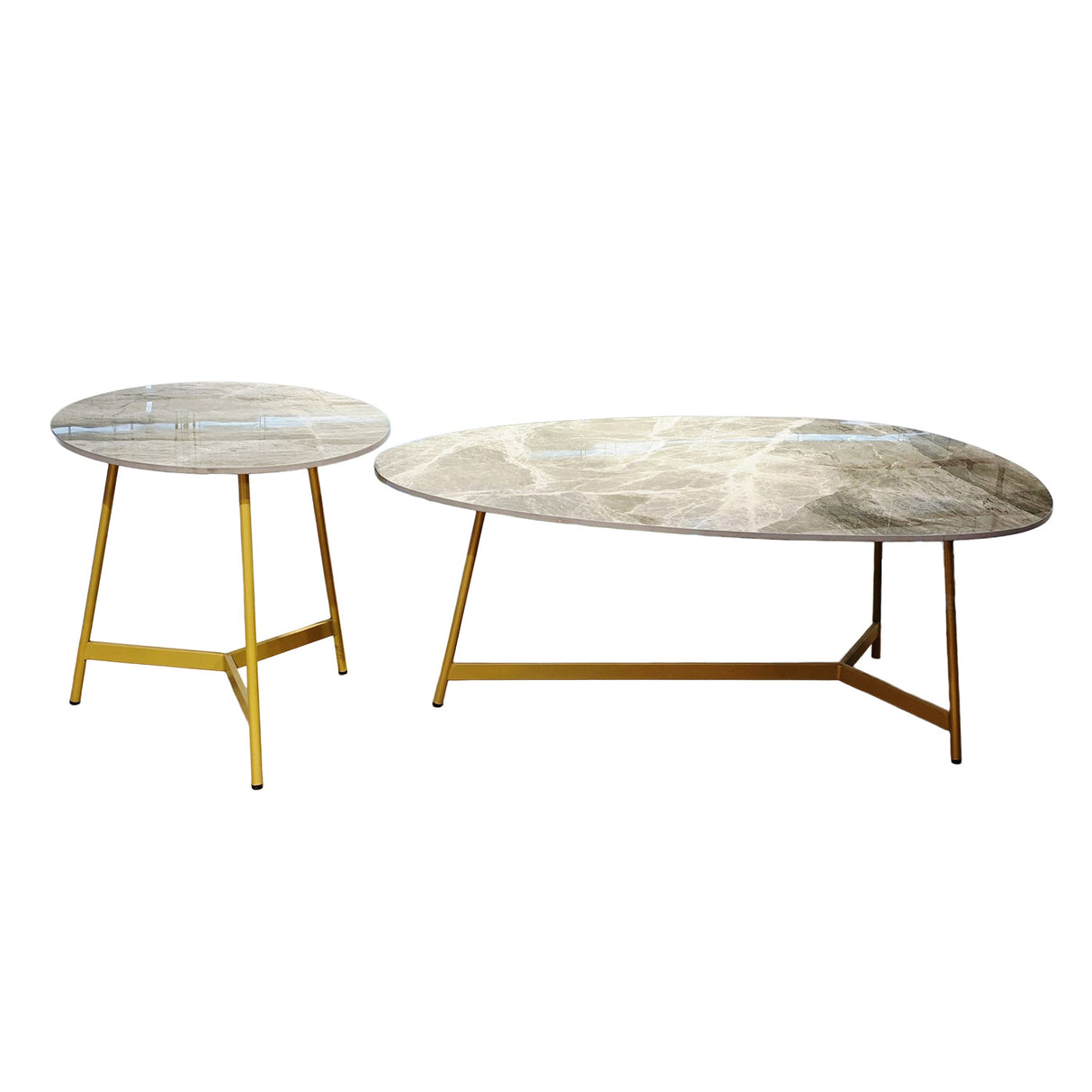 Rectangular Marble-metalic Table