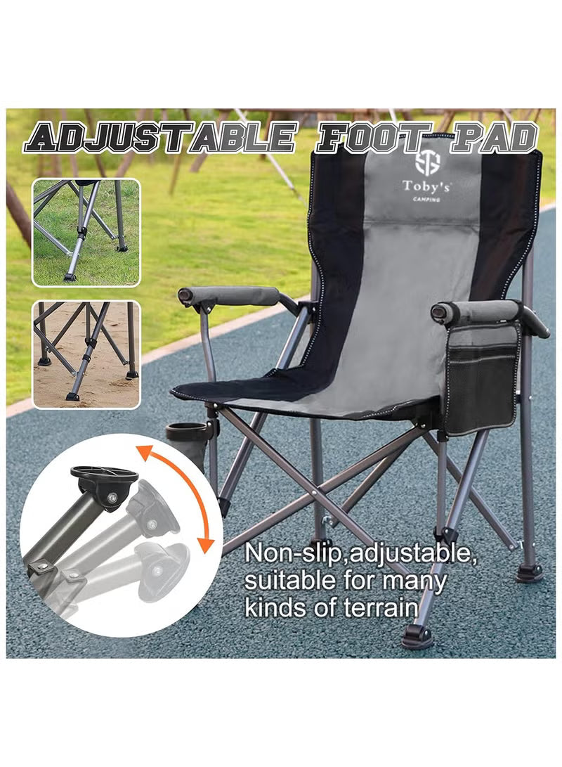 Toby’s Camping Chair-08 Grey Heavy-Duty Folding Chair 330 lbs