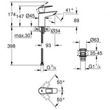 Grohe Bauloop S-Size Smooth Body Basin Mixer Tap with Push-Open Waste (Chrome)