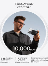 MagGo Power Bank, Qi2 Certified 15W Ultra-Fast MagSafe-Compatible Portable Charger, 10,000mAh Battery Pack with Smart Display and Foldable Stand, For iPhone 17/1615/14 Only(USB-C Cable Include)