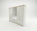 طقم غرفة نوم لورا – 180×200 سم، 5 قطع مع خزانة ملابس بستة أبواب