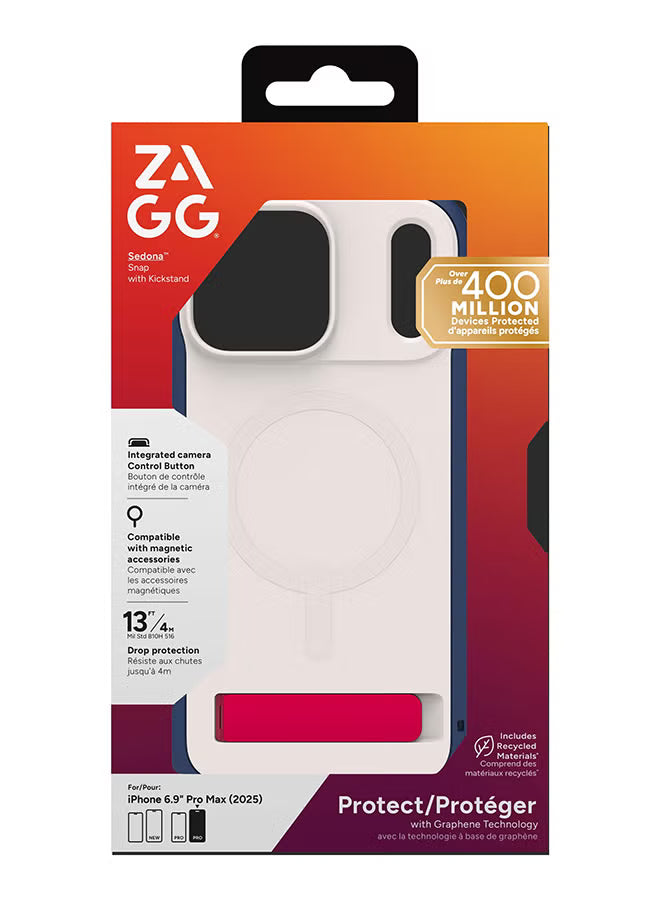 iPhone 17 Pro Max Case – Sedona Snap MagSafe Compatible Kickstand Cover with Graphene Strength, 13 ft Drop Protection & Reinforced Bumpers – Royal Ember Blue