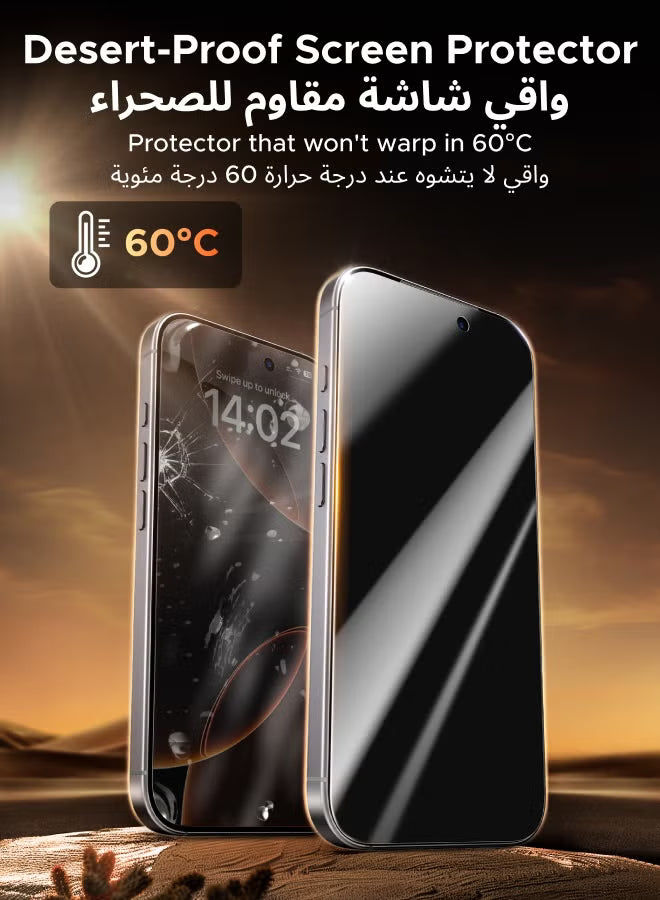 2-Pack for iPhone 17 Pro Max Privacy Screen Protector, 9H Hardness, 28° Blocks Views, Anti-spy Tempered-Glass Support Face ID with Easy Installation Tool, Case Friendly, Scratch Resistant -