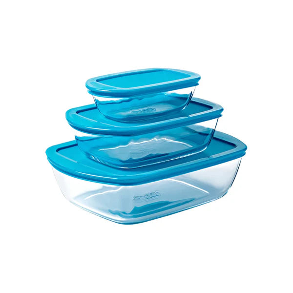 Pyrex Rectangular Dish With Lid 3 Pieces Set