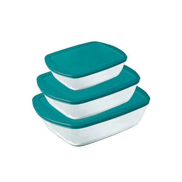 Pyrex 3 Pieces Rectangular Storage Dish With Lid