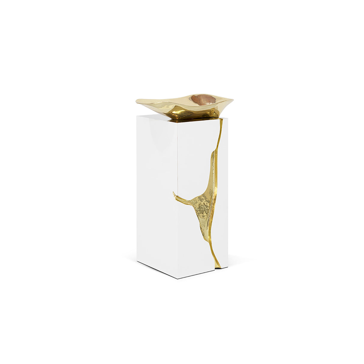 Gold-Trimmed Washstand Basin with Standing Faucet