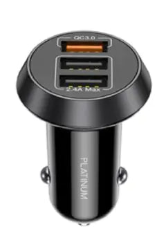 PLATINUM Smart Series Car Charger QC + 3-in-1 Cable (Black)