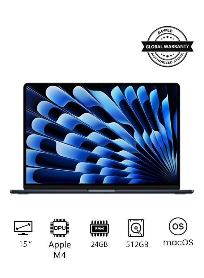 Apple MacBook Air 15-inch M4, 24GB RAM, 512GB SSD – Midnight (2025)