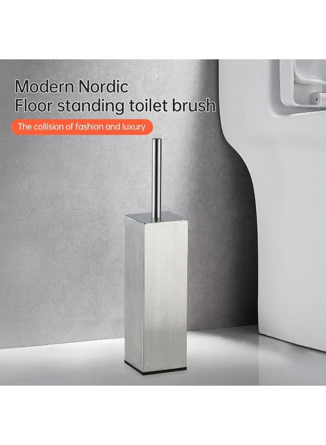 BRIMIX Stainless Steel 304 Toilet Brush with Holder Set – Square Floor Standing Toilet Cleaning Brush for Bathroom