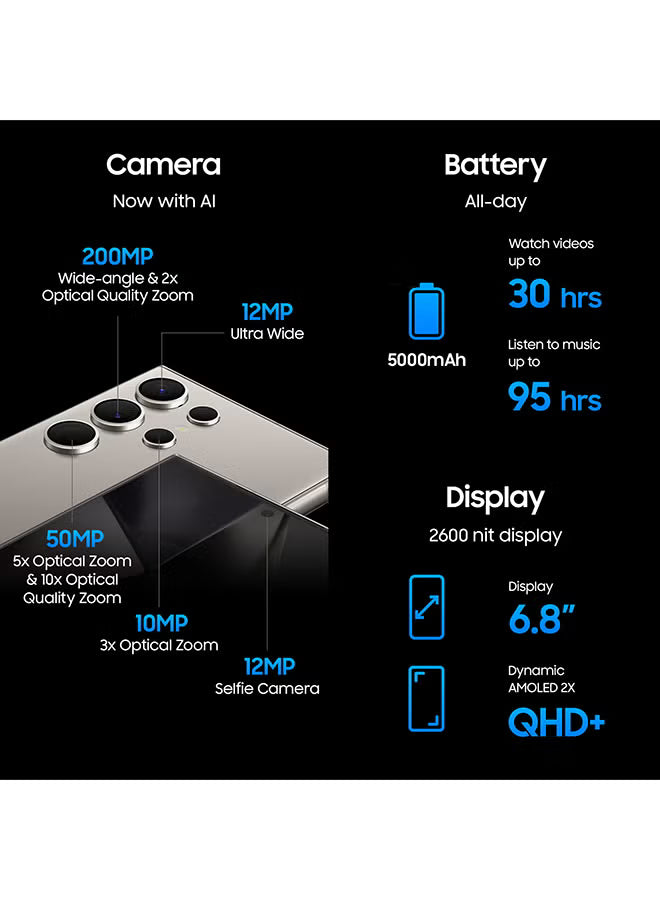 Galaxy S24 Ultra 5G Dual SIM Titanium Gray 12GB RAM 256GB - Middle East Version