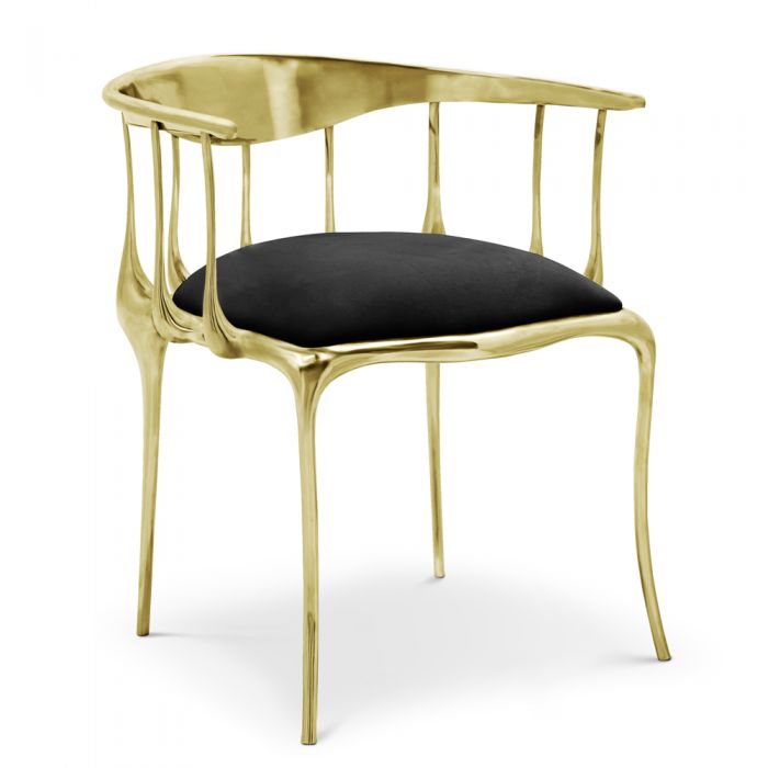 A04 Dining Chair – Fabric & Brass Frame (92772)