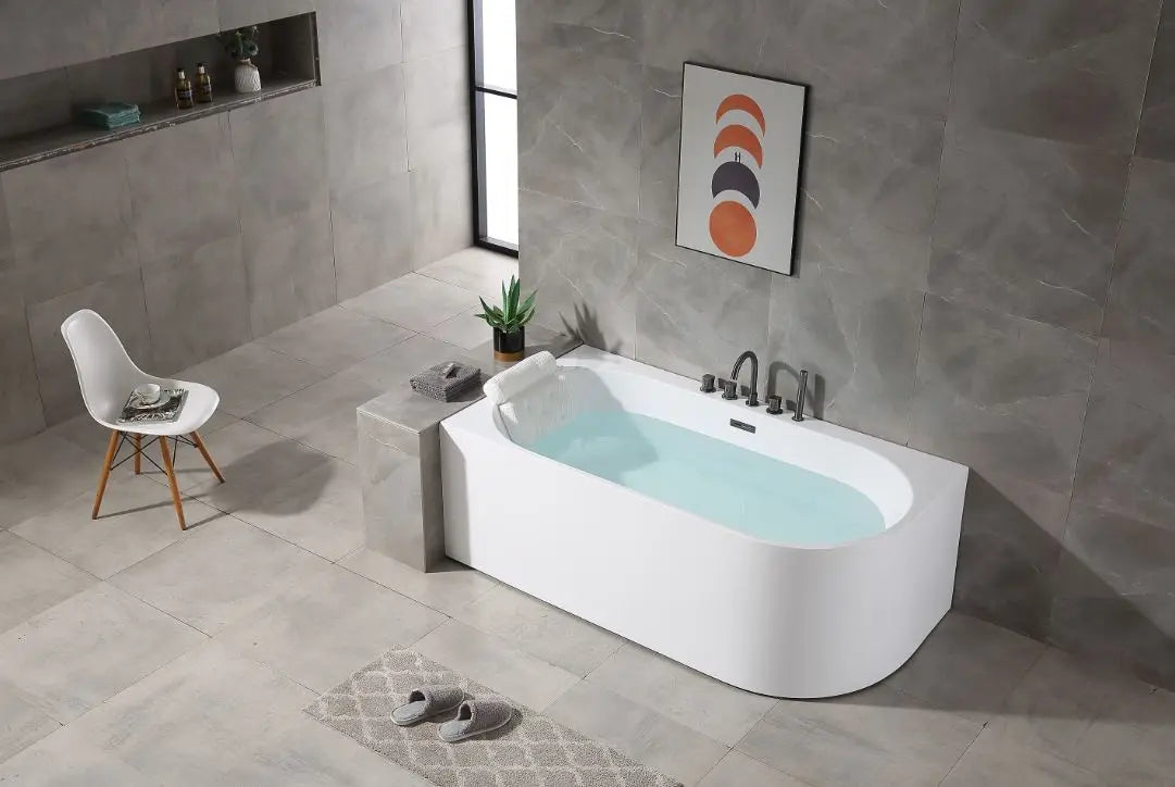 ACRYLIC BATHTUB (With Chrome Mixer)-YGN-3691-1700*890*600-Glossy White (With Drainage) (2103730)