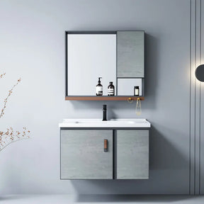 Vanity Bathroom Cabinet - Wall Mount Bathroom Cabinet + Wash Basin+ Mirror Grey BuyonBudget