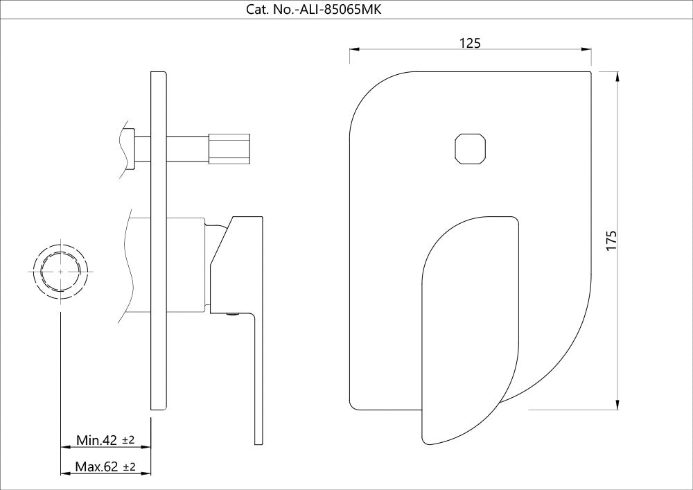 Single Lever Exposed Parts Kit of Diverter - Chrome