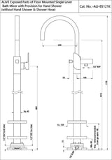 Exposed Parts of Floor Mounted Single Lever Bath Mixer - Chrome