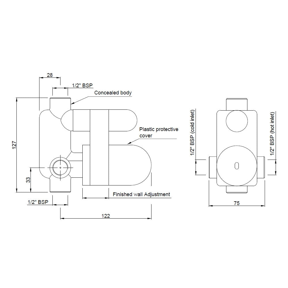 Concealed Body for Joystick Diverter 40mm Cartridge