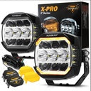 AUXBEAM X-PRO SERIES 5 Inch 174W LED Side Shooter Pod Lights with White DRL & Amber Turn Signal Light