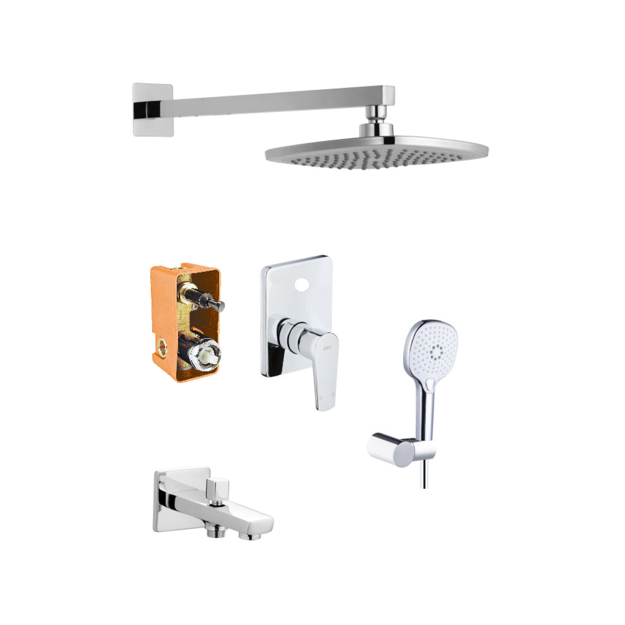 Azure Konfor Chrome Concealed Bath Mixer 3‑Way
