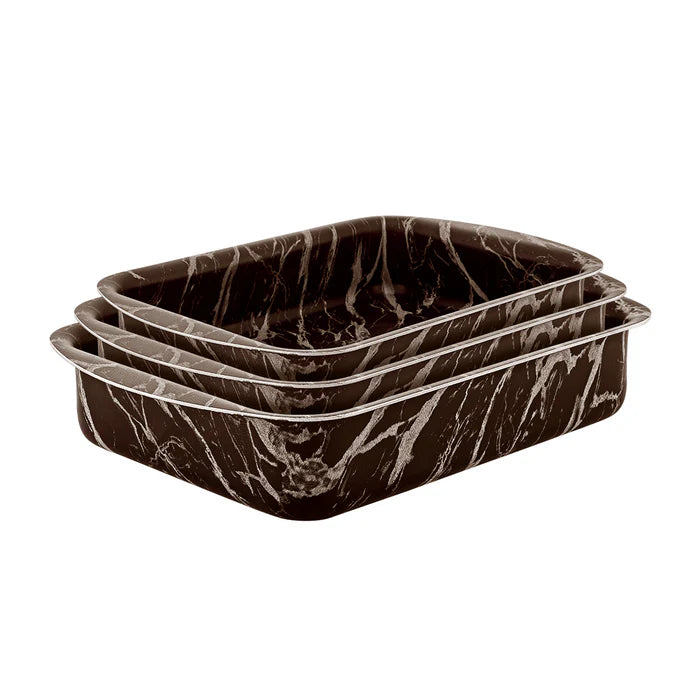 Bonera 3Pc Rectangular Tray Set 19*25/22*30/25*35 Cm Brown